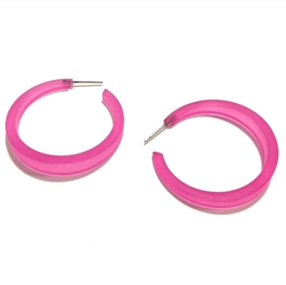 ♻️Retro Barbie Pink Upcycled Plastic Hoop Earrings